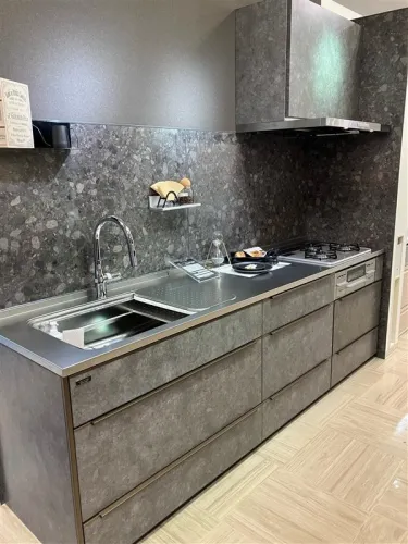 【新品】タカラスタンダード　キッチン　グッズ　まとめ売り キッチン レミュー アイランド型レイアウト 灰緑 SK3661の展示品